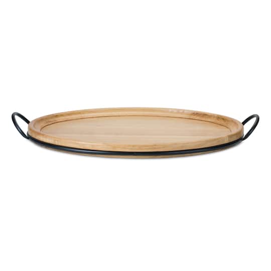 27.5" Natural Wood Tray with Handles